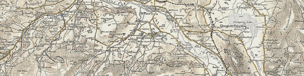 Old map of Afon Cynrig in 1900-1901