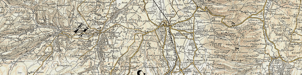Old map of Llanfwrog in 1902-1903