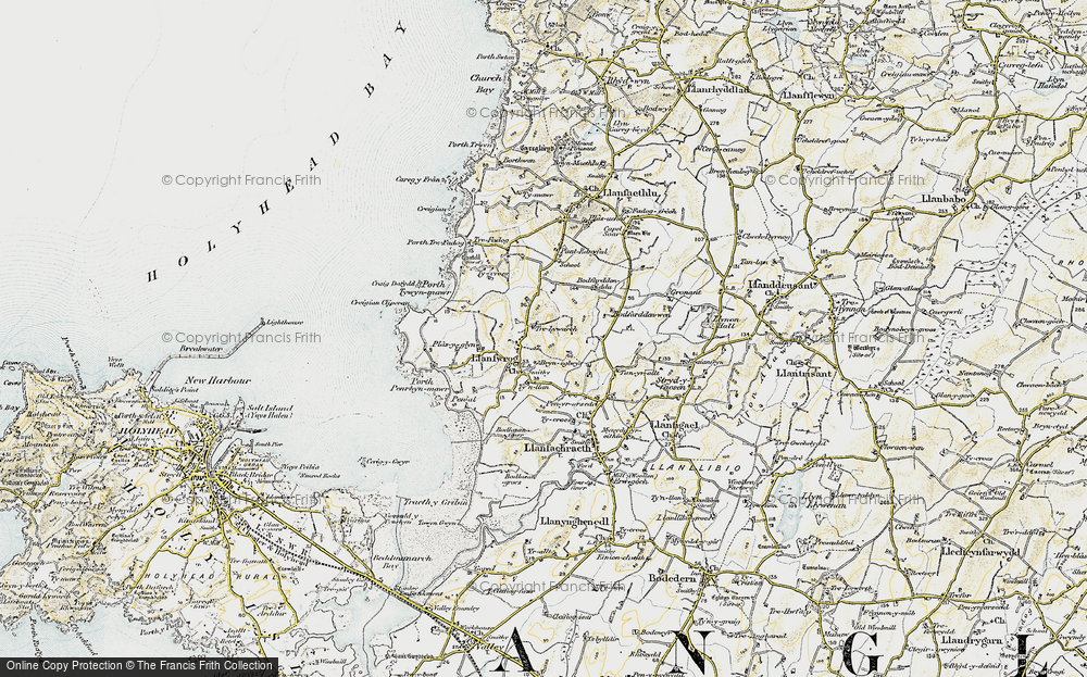 Old Map of Historic Map covering Bryneglwys in 1903-1910
