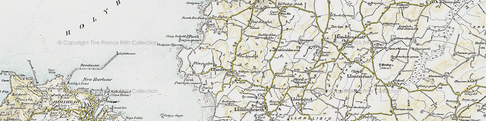 Old map of Trelywarch in 1903-1910