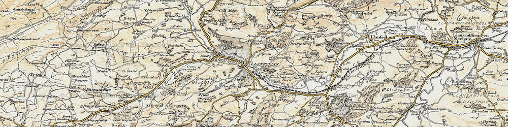 Old map of Llanfyllin in 1902-1903