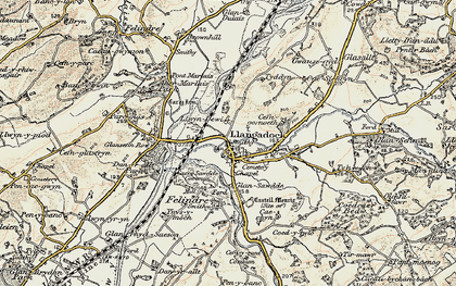 Old map of Llangadog in 1900-1901
