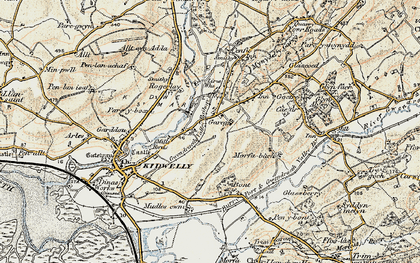 Old map of Llangadog in 1901