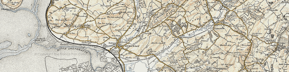 Old map of Llangadog in 1901