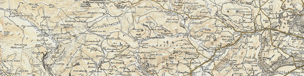 Old map of Ysgwennant in 1902-1903