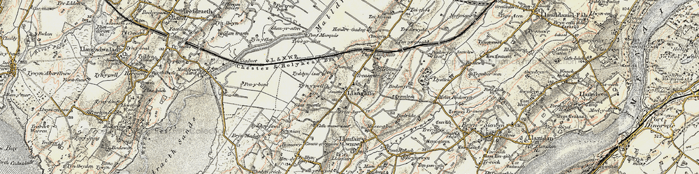 Old map of Bodowyr-isaf in 1903-1910