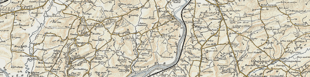 Old map of Llangain in 1901
