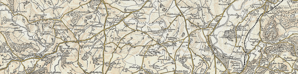 Old map of Llangarron in 1899-1900