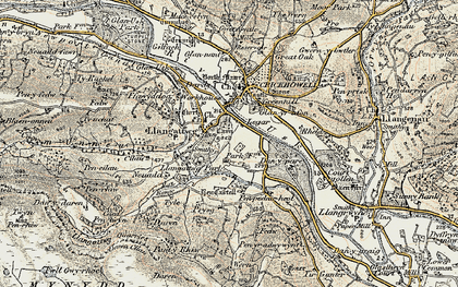 Old map of Llangattock in 1899-1901