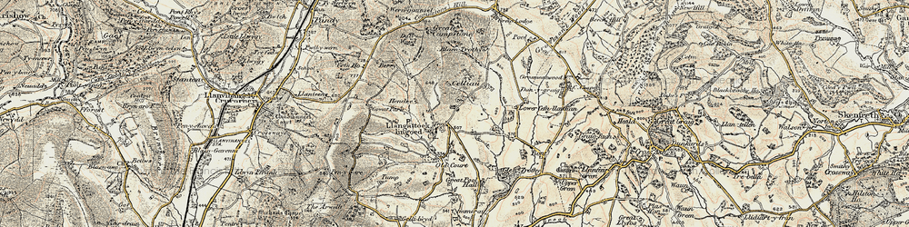 Old map of Llangattock Lingoed in 1899-1900