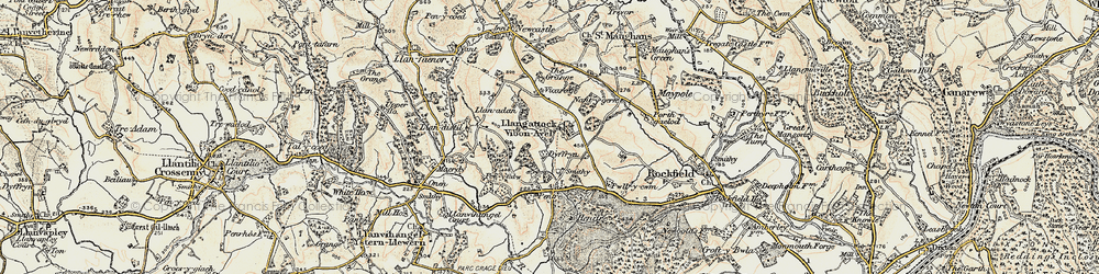 Old map of Llangattock-Vibon-Avel in 1899-1900