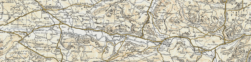 Old map of Llangedwyn in 1902-1903