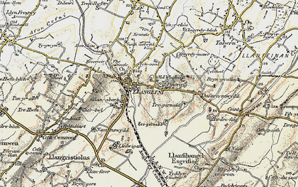 Old map of Bryngwallan in 1903-1910