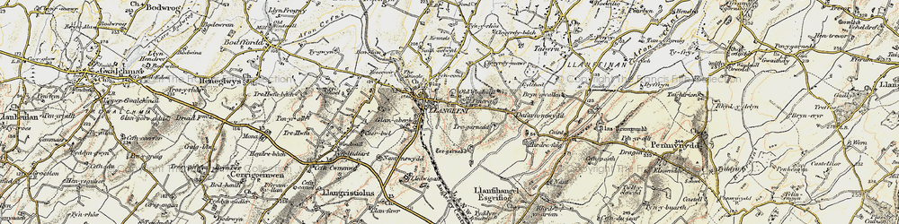 Old map of Llangefni in 1903-1910