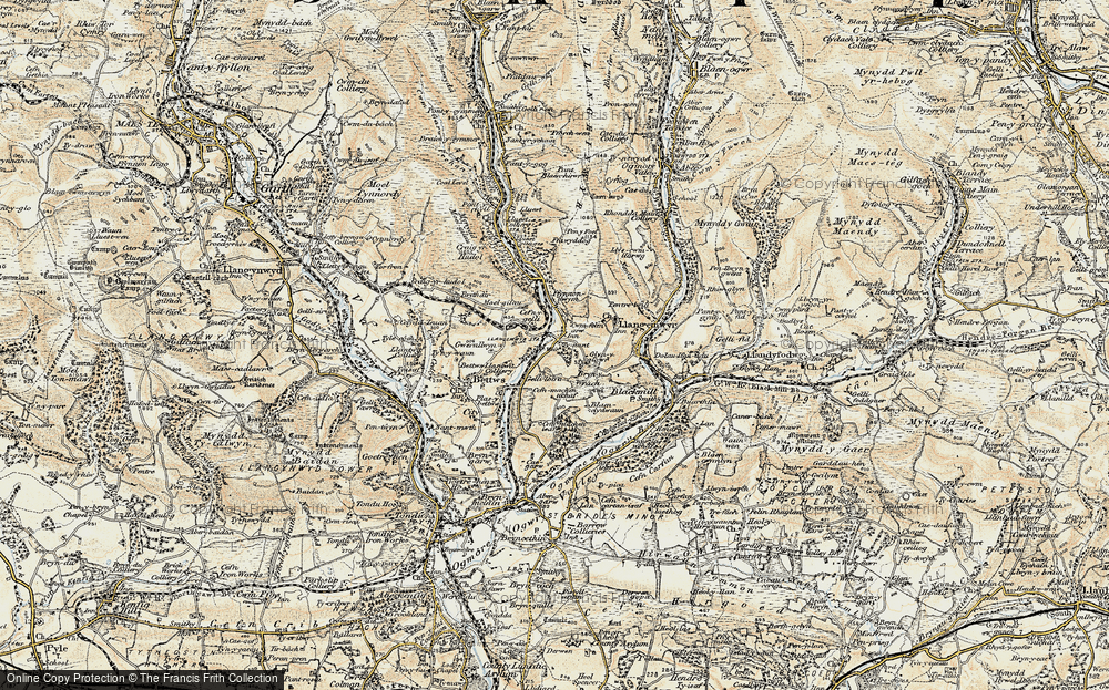 Old Map of Historic Map covering Blaenclydwyn in 1899-1900