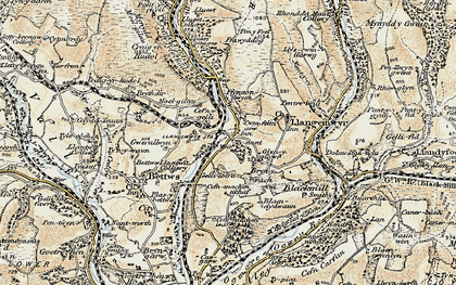 Old map of Llangeinor in 1899-1900