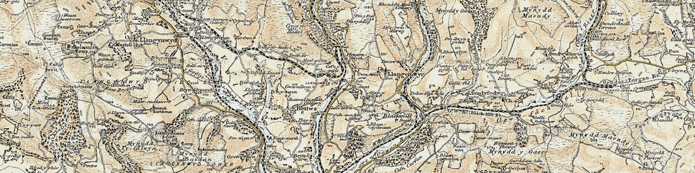 Old map of Llangeinor in 1899-1900