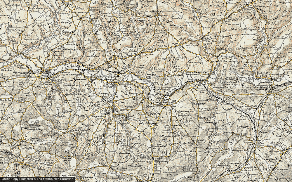Old Map of Historic Map covering Bryn-Teifi in 1901