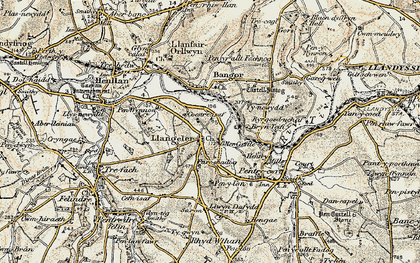 Old map of Llangeler in 1901