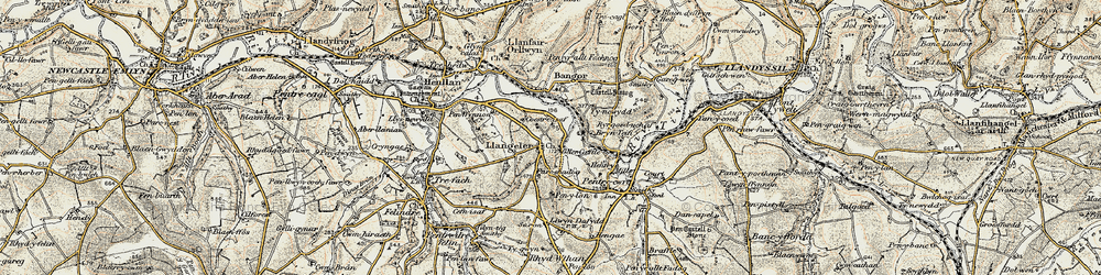 Old map of Llangeler in 1901