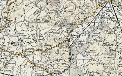 Old map of Llangennech in 1900-1901