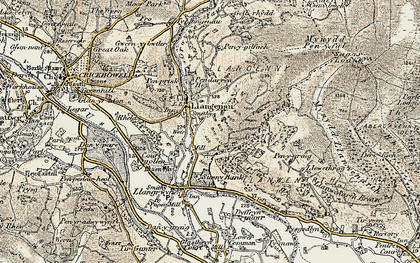 Old map of Llangenny in 1899-1901