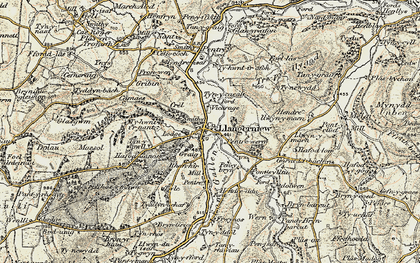 Old map of Llangernyw in 1902-1903