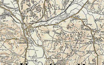 Old map of Llangeview in 1899-1900