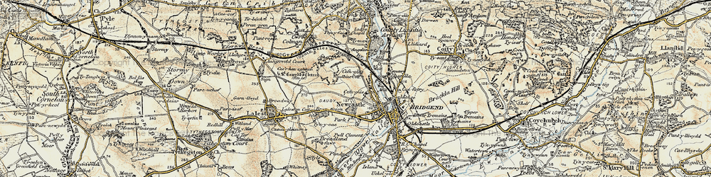 Old map of Llangewydd Court in 1900