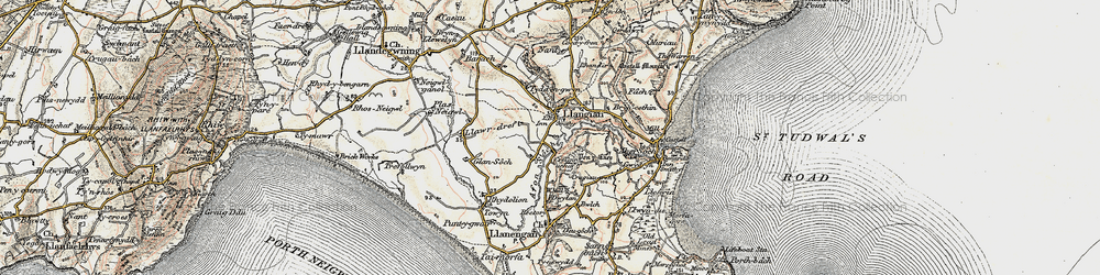 Old map of Llangian in 1903