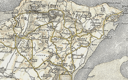 Old map of Llangoed in 1903-1910