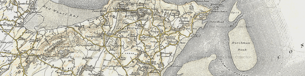 Old map of Llangoed in 1903-1910