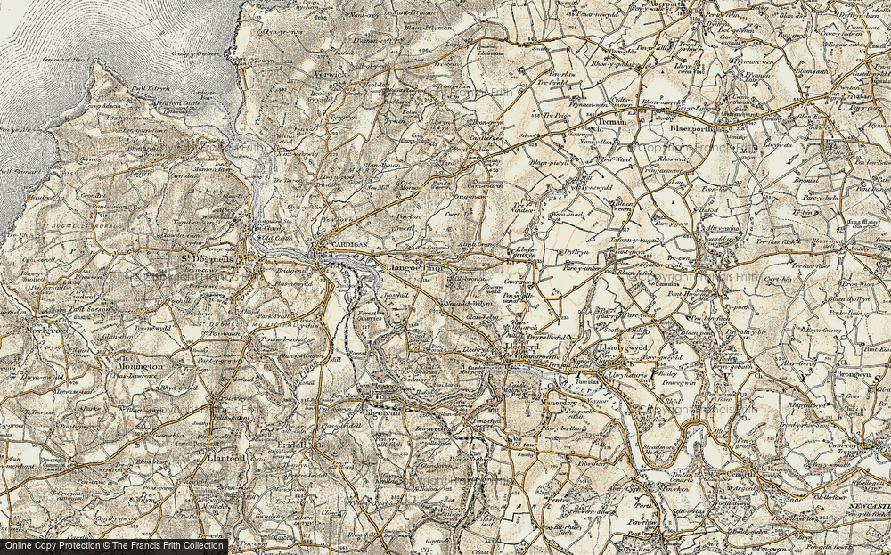Old Map of Llangoedmor, 1901 in 1901