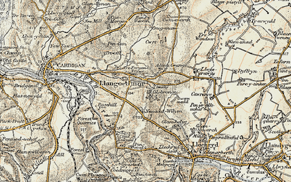 Old map of Llangoedmor in 1901