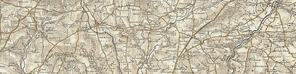 Old map of Llangolman in 1901