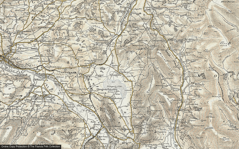 Old Map of Llangors, 1900-1901 in 1900-1901
