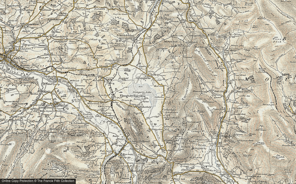 Old Map of Llangorse Lake, 1900-1901 in 1900-1901
