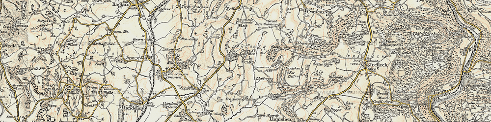 Old map of Llangovan in 1899-1900