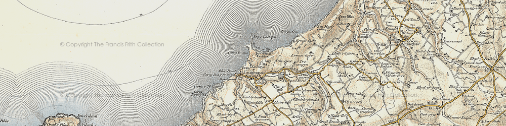 Old map of Llangrannog in 1901-1903