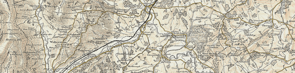 Old map of Llangua in 1899-1900