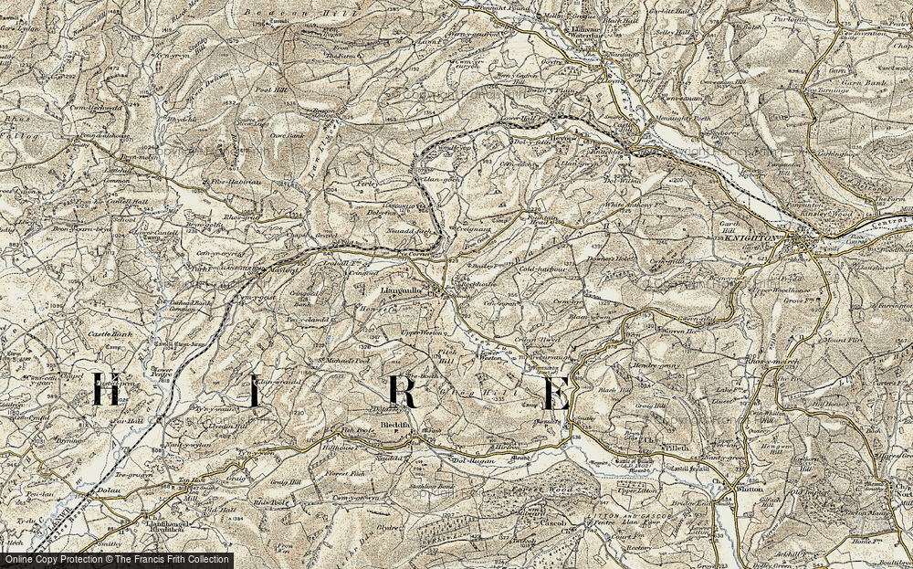 Old Map of Llangunllo, 1901-1903 in 1901-1903