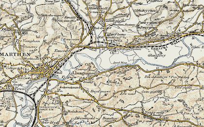 Old map of Llangunnor in 1901