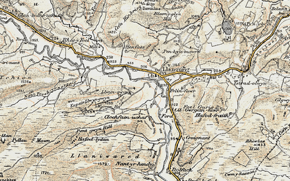Old map of Llangurig in 1902-1903