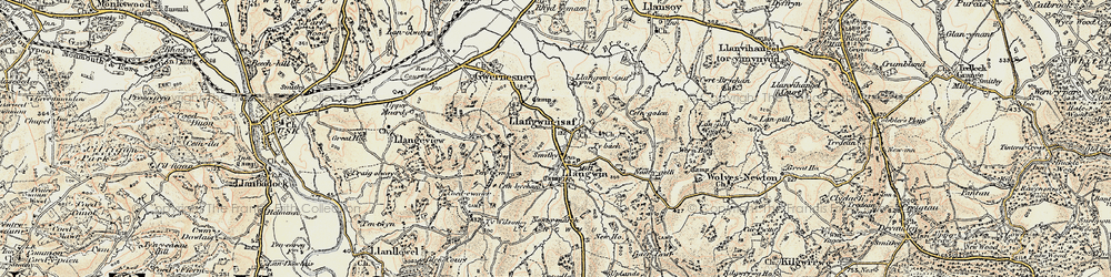 Old map of Llangwm in 1899-1900