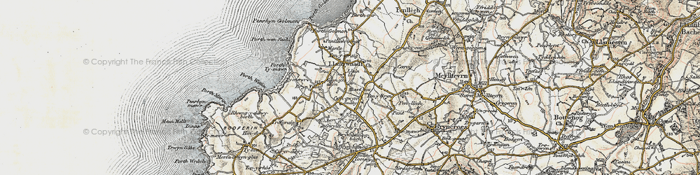 Old map of Llangwnnadl in 1903