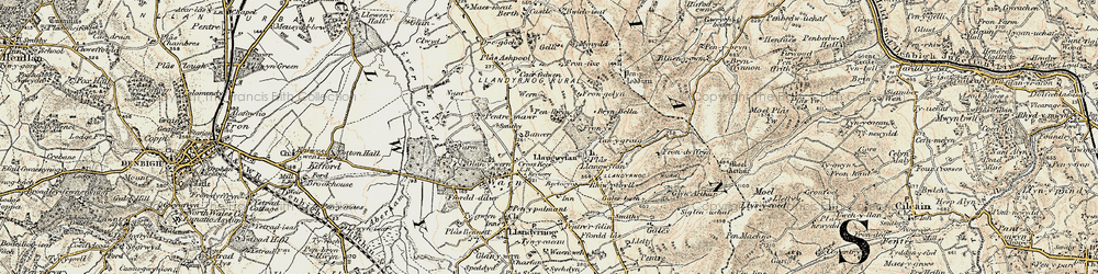 Old map of Llangwyfan in 1902-1903