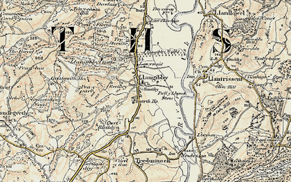 Old map of Llangybi in 1899-1900