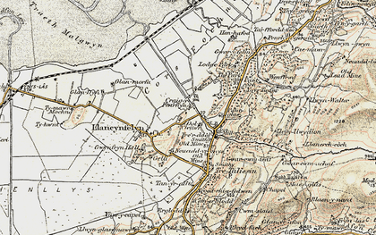 Old map of Llangynfelyn in 1902-1903