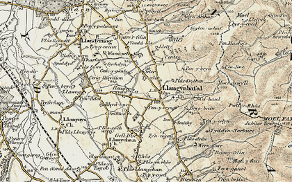 Old map of Llangynhafal in 1902-1903