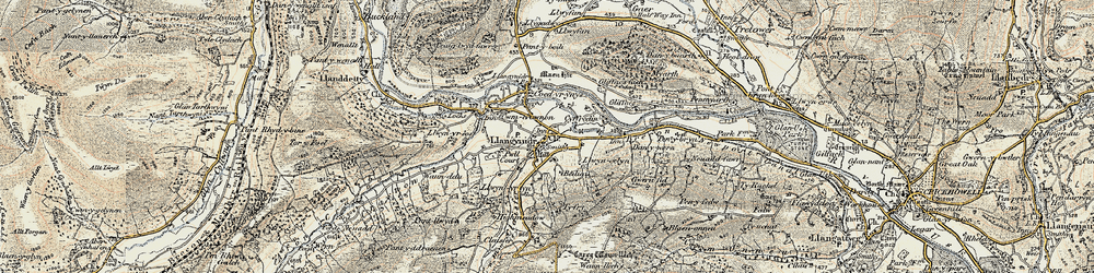 Old map of Llangynidr in 1899-1901